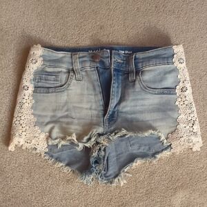 Mossimo Supply Co. Light Blue Jean Shorts with Lace